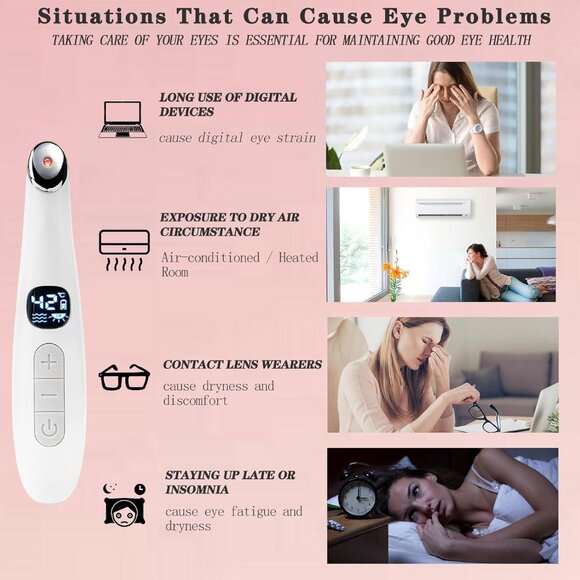 Vowleike Light 98°F to 113°F LCD Display Eye Massager for Dry Eyes, Dark Circles - Picture 5 of 7